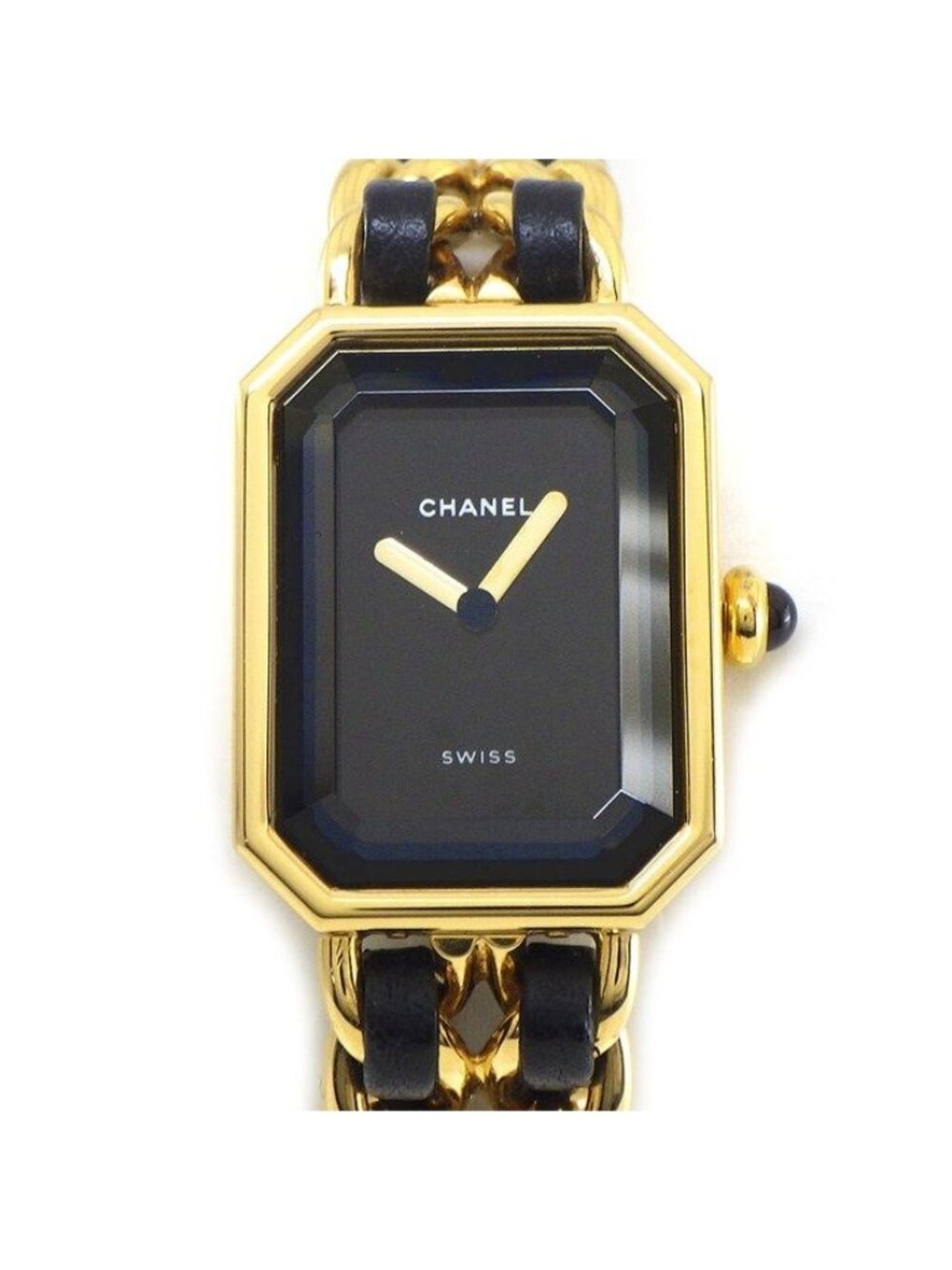 Chanel Watch Premier M Octagonal Black Dial Chain Bracelet Leather